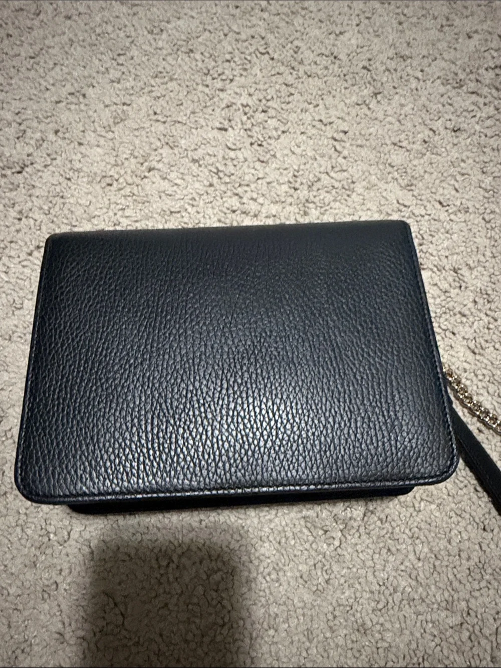 Gucci Black Pebbled Leather Crossbody with Gold Double G